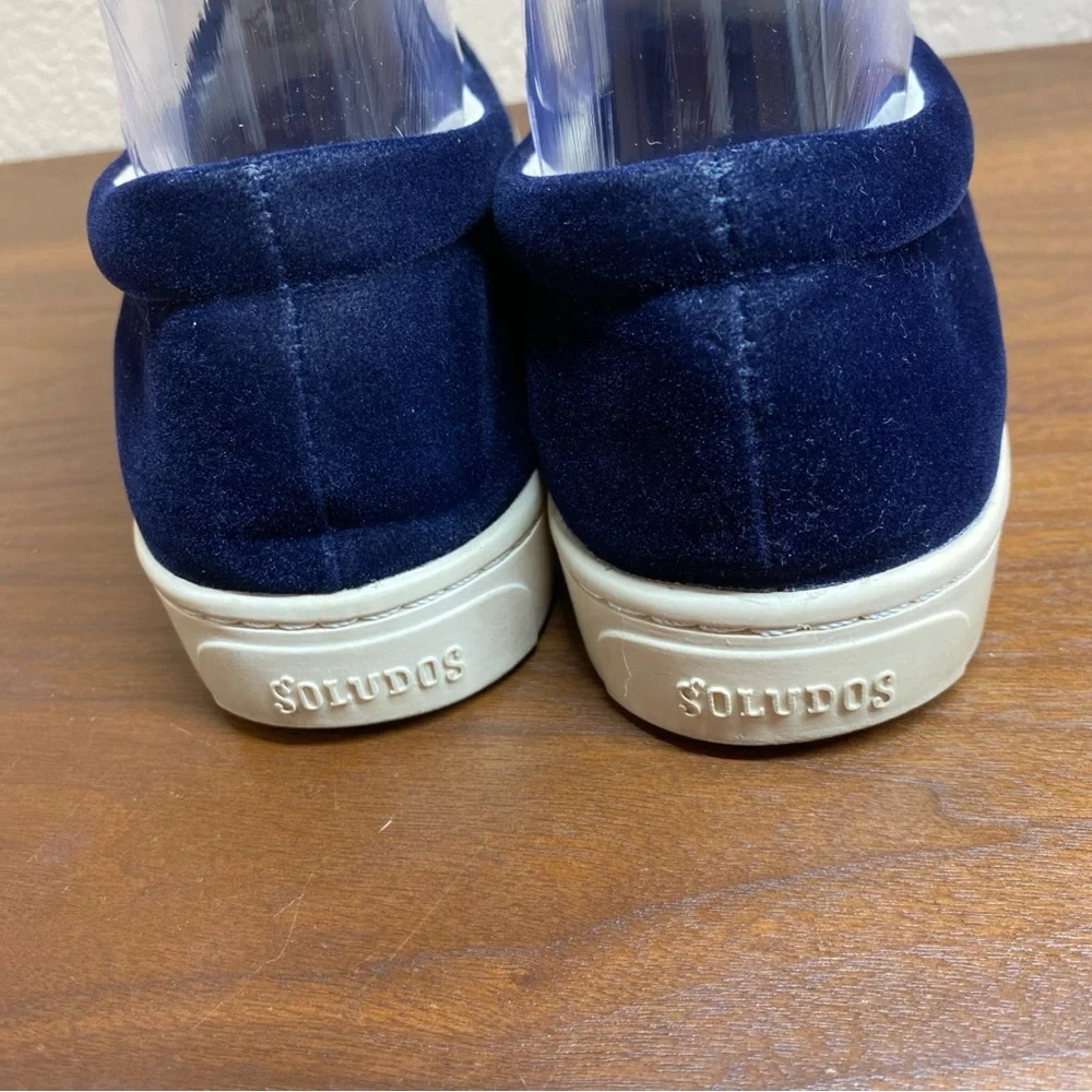 Soludos Velvet Llama Round Toe Slip On Sneakers‎ Navy Blue Women's Size US 8.5